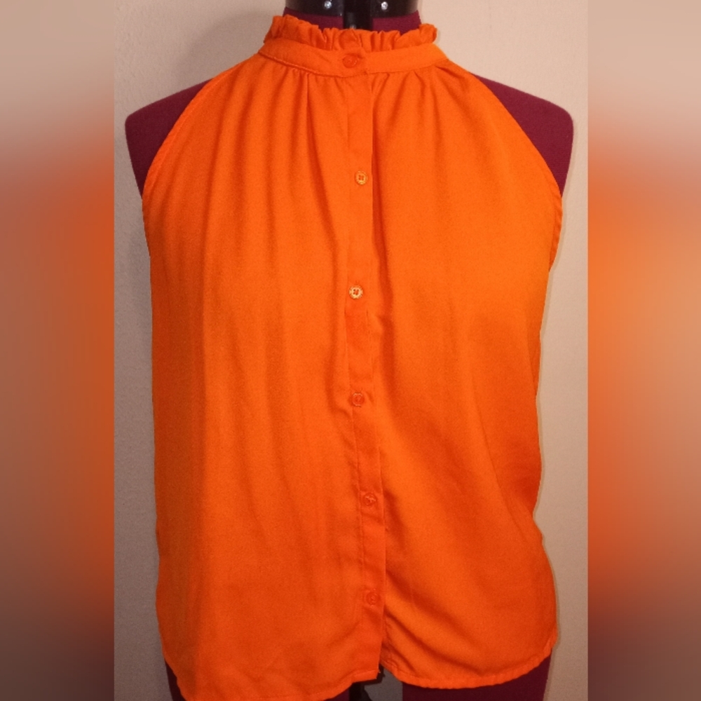 Truth NYC ruffle neck halter blouse size L